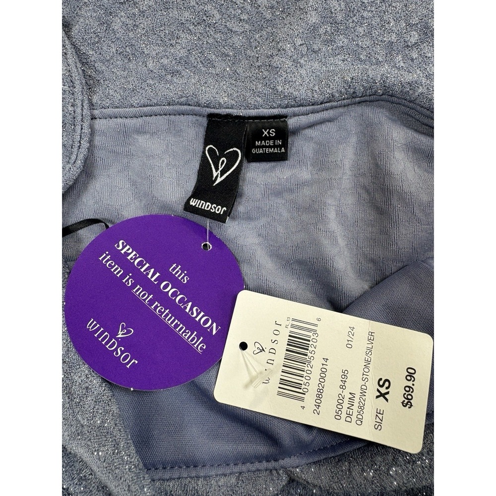 NWT Windsor Off Shoulder Glitter Maxi Column Dress Purple Old Hollywood Glam XS - Picture 8 of 12